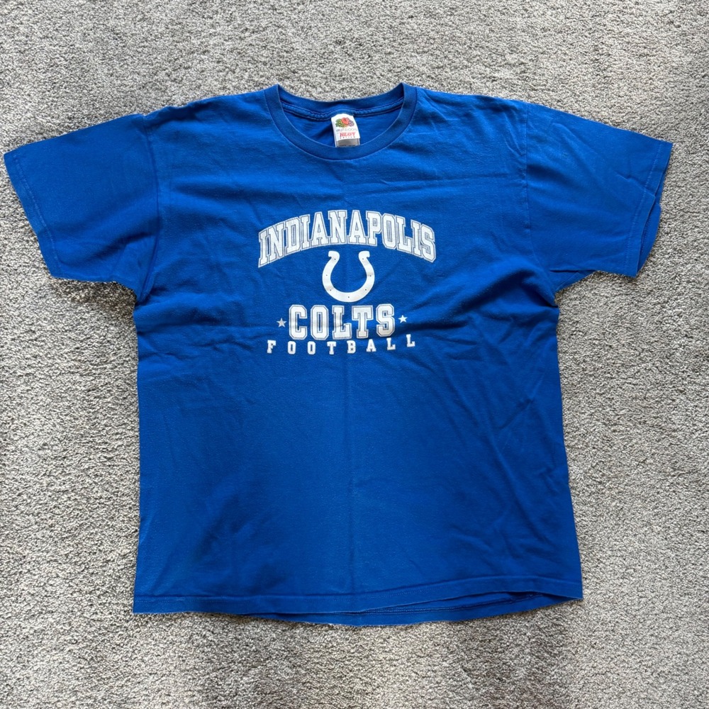 Fruit of the Loom Indianapolis Colts Football Graphic T-Shirt Blue Large NFL